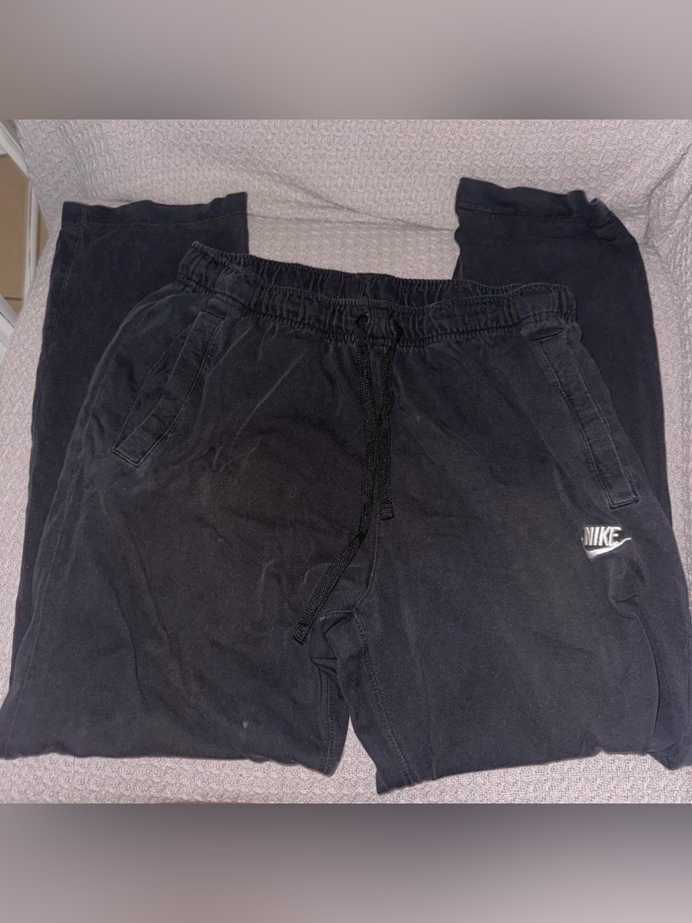 Men Nike Black Jogger Sweatpants with White Logo